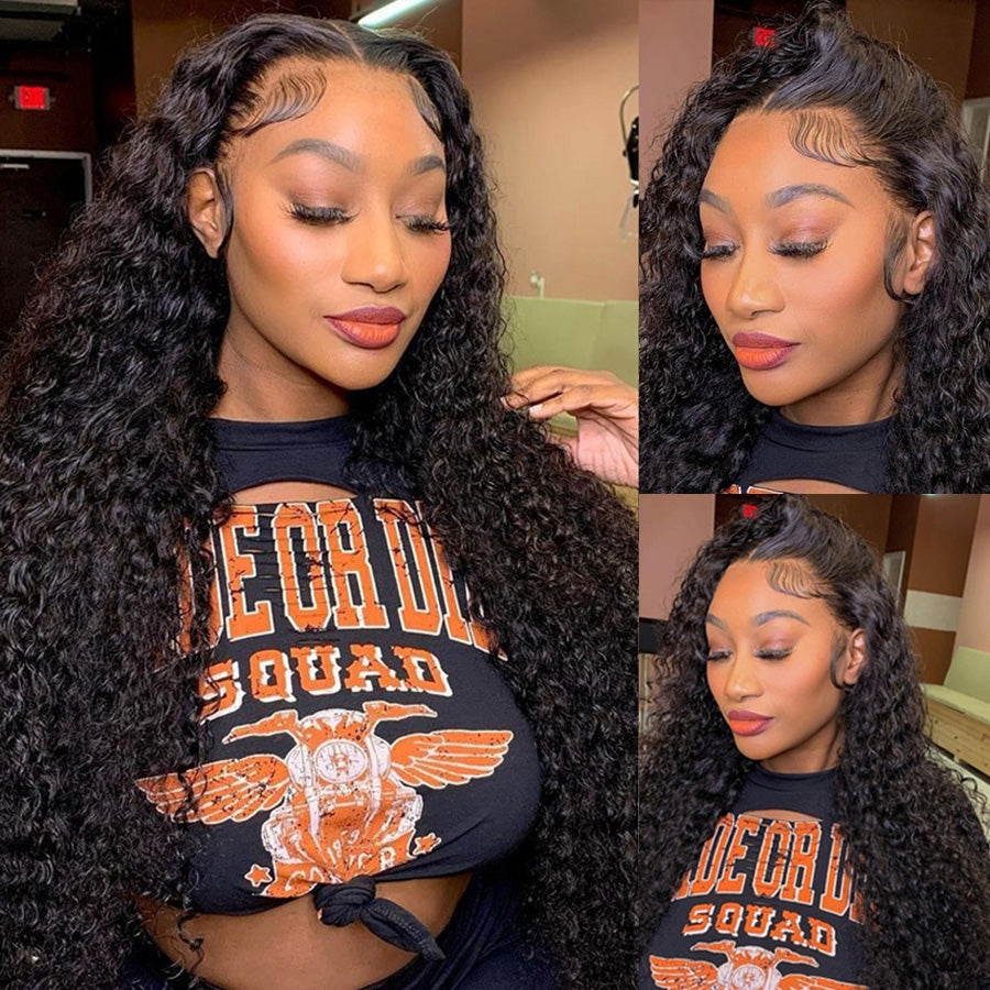 Water wave 13x1 T part lace front wig