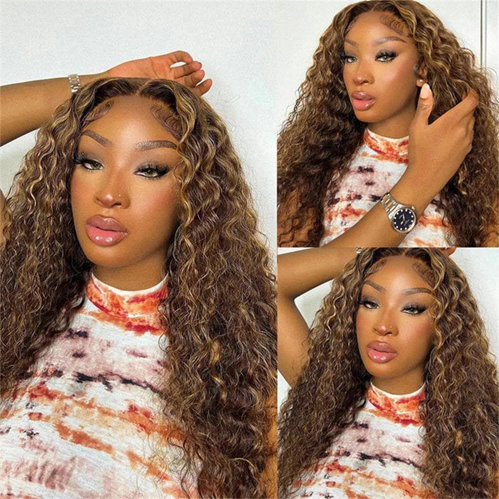 4/27# High Light Curly 13x4 Lace Frontal Wig