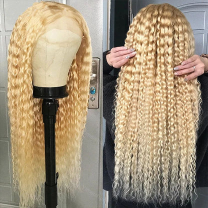 613 Blonde deep wave 13x4 Lace Frontal Wig deep curly