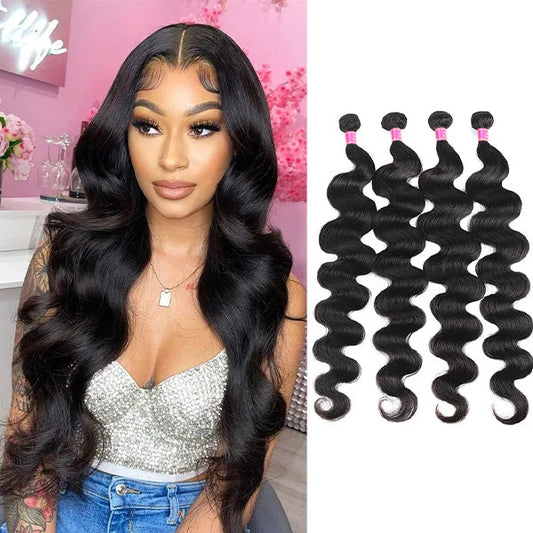 4 Bundles Body Wave Wave Remy Human Hair Weave