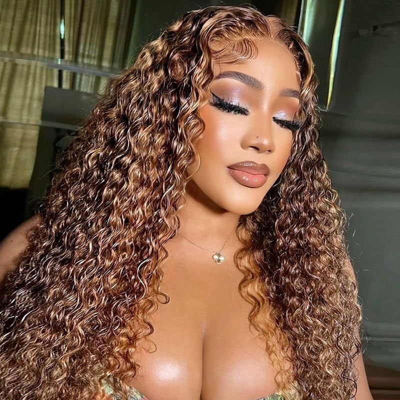 4/27# High Light Curly 13x4 Lace Frontal Wig