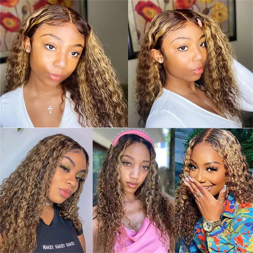 4/27# High Light Curly 13x4 Lace Frontal Wig