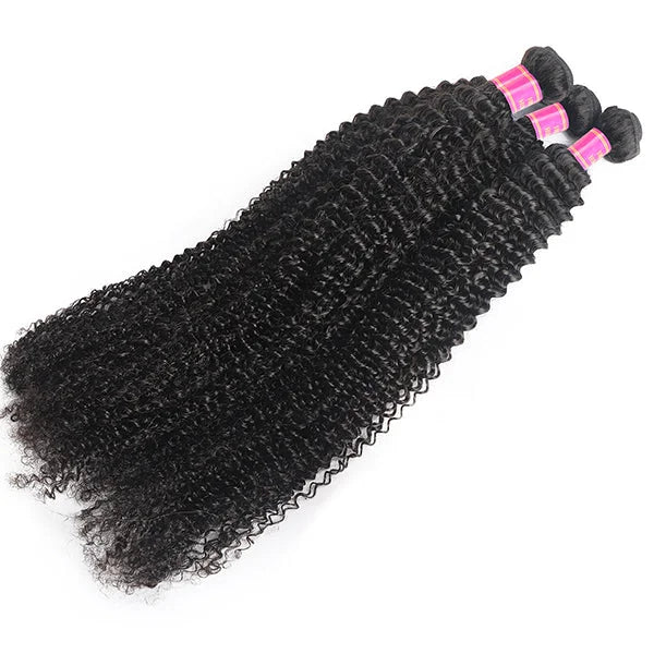 3 Bundles Kinky Curly Human Hair Weave Unprocessed Brazilian Human Hair Extensions