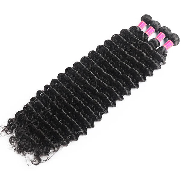 4 Bundles Deep Wave Remy Human Hair Weave