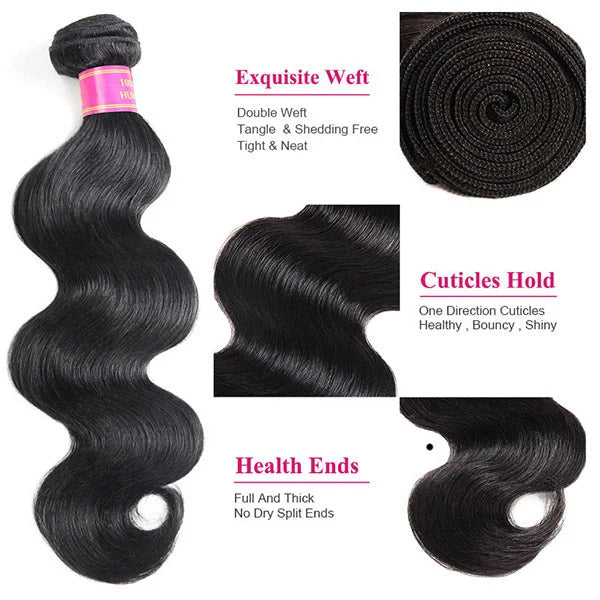 3 Bundles Body Wave Human Hair Weave Unprocessed Brazilian Human Hair Extensions