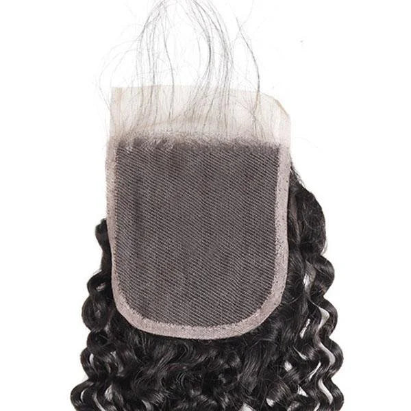 3 Bundles with 4x4 Lace Closure Kinky Curly Human Hair Brazilian Virgin Hair