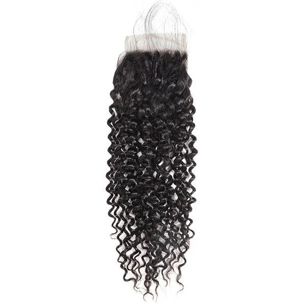 3 Bundles with 4x4 Lace Closure Kinky Curly Human Hair Brazilian Virgin Hair