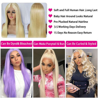 613 Blonde deep wave 13x4 Lace Frontal Wig deep curly