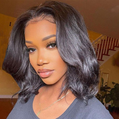 Body wave 4x4 lace closure bob wig 1 part/ middle part/ 3 part