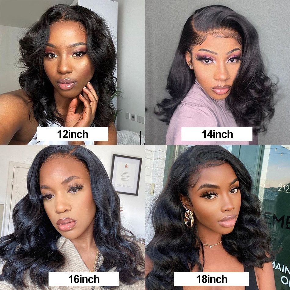 Body wave 4x4 lace closure bob wig 1 part/ middle part/ 3 part