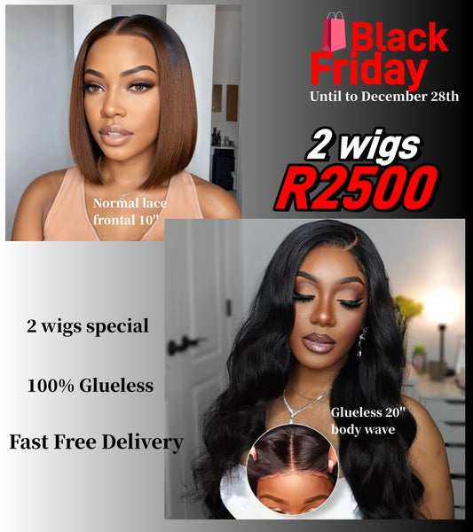 2 Wigs Special Combo 1B30# 10 inch Full Frontal & Glueless Body Wave 20''