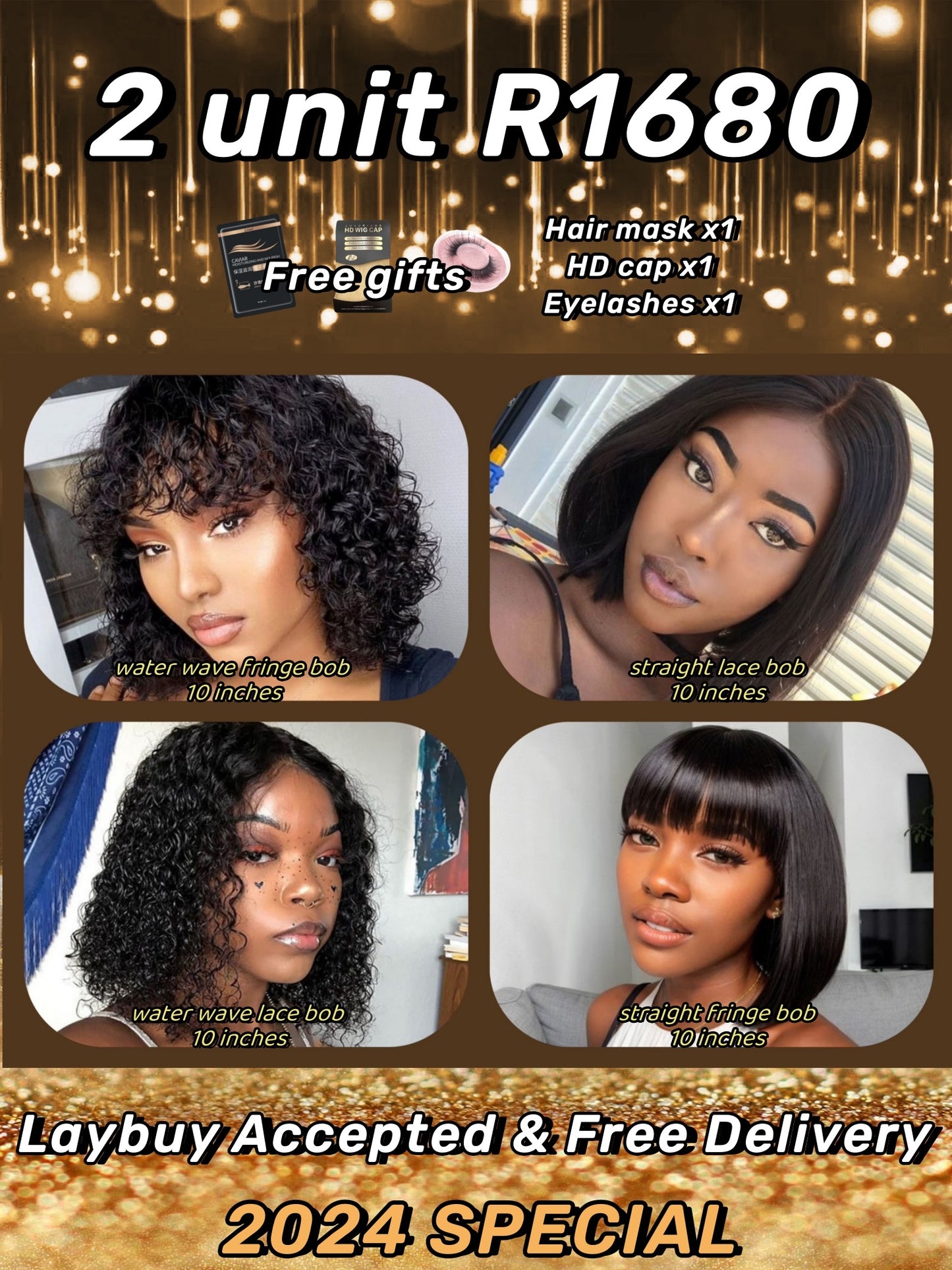 2 Wigs Special Combo for Bob Wig with Bangs & One Way Closure Bob Wigs