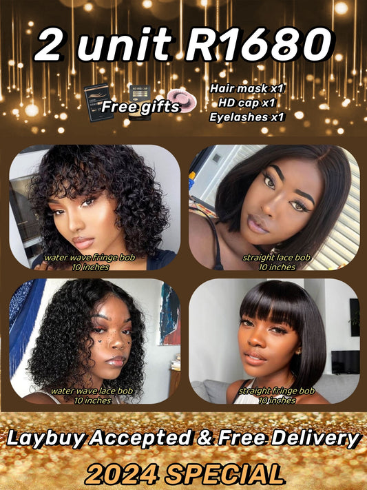 2 Wigs Special Combo for Bob Wig with Bangs & One Way Closure Bob Wigs