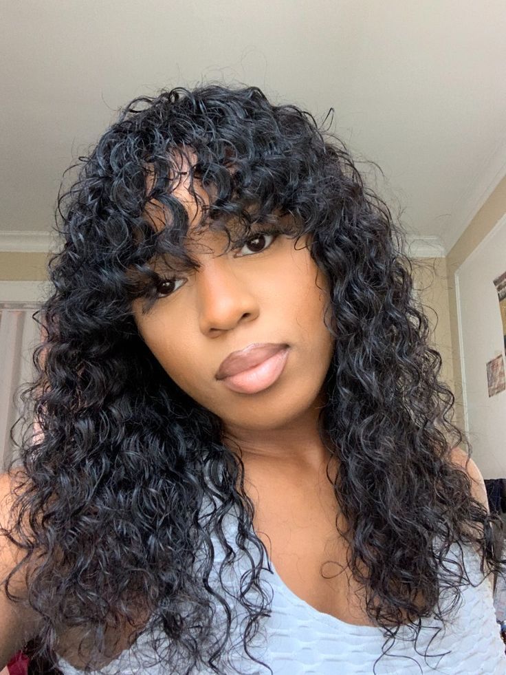 Bangs wig Human Hair fringe wig water wave curls