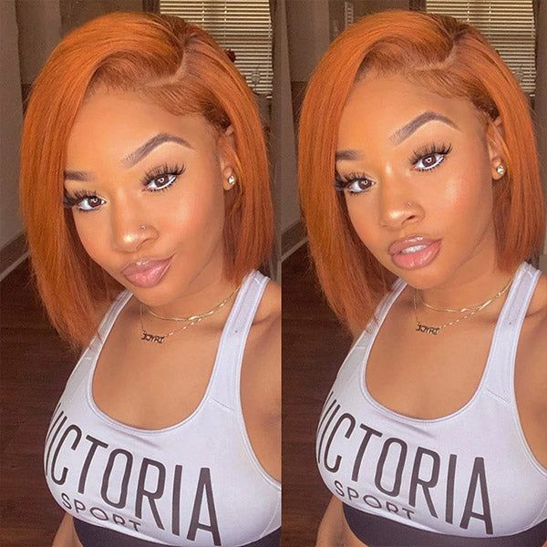 350# Ginger 13x4 Full Frontal Wig Human Virgin Hair Brazilian