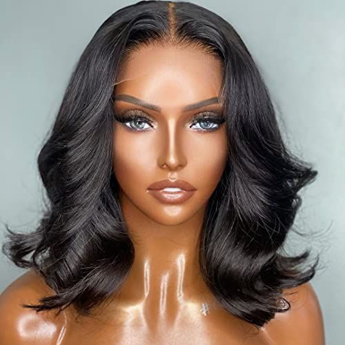 Body wave 4x4 lace closure bob wig 1 part/ middle part/ 3 part