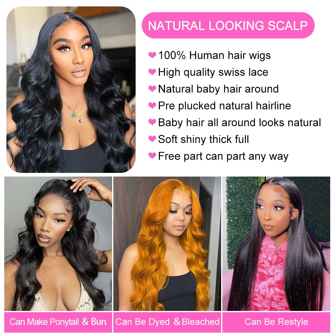 Body wave 4x4 lace closure bob wig 1 part/ middle part/ 3 part