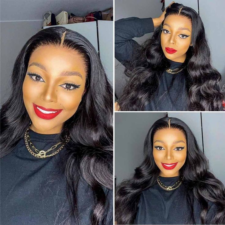 Body wave 4x4 lace closure wig 1 part/ middle part/ 3 part