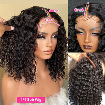 4x4 lace closure bob wig water wave