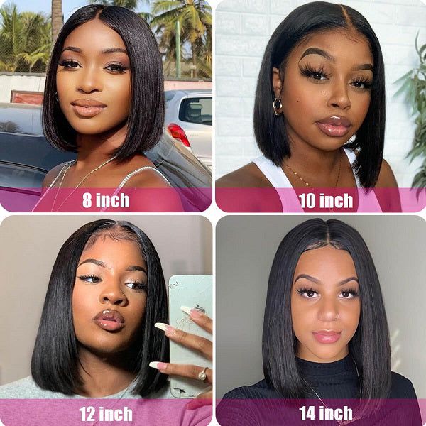 Straight 4x1 middle part lace closure bob wig