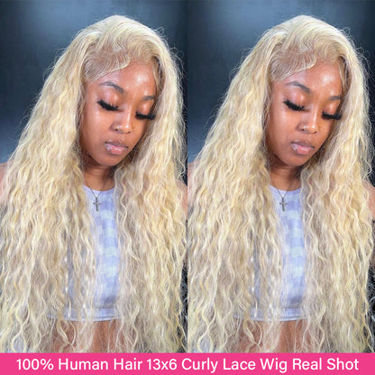 613 Blonde deep wave 13x4 Lace Frontal Wig deep curly