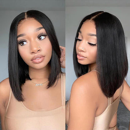 Straight 4x1 middle part lace closure bob wig