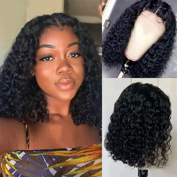 water wave 4x4 lace closure bob wig wet wave 1 part/ middle part/ 3 part